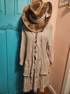 Boho Ruffle Cottagecore Kimono in Light Taupe